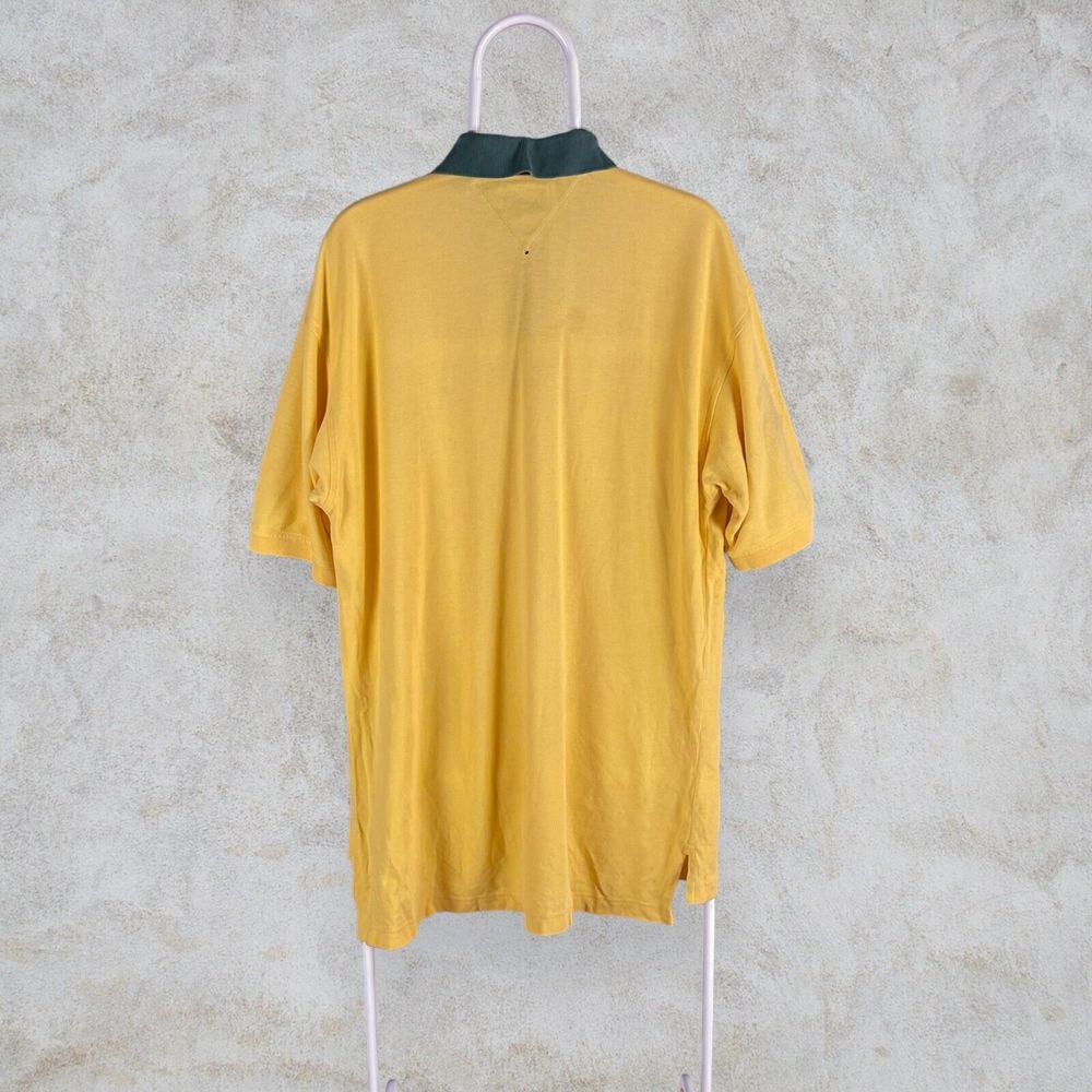 Vintage Yellow Tommy Hilfiger Polo Shirt 90s Rare Mens Large - Picture 4 of 5